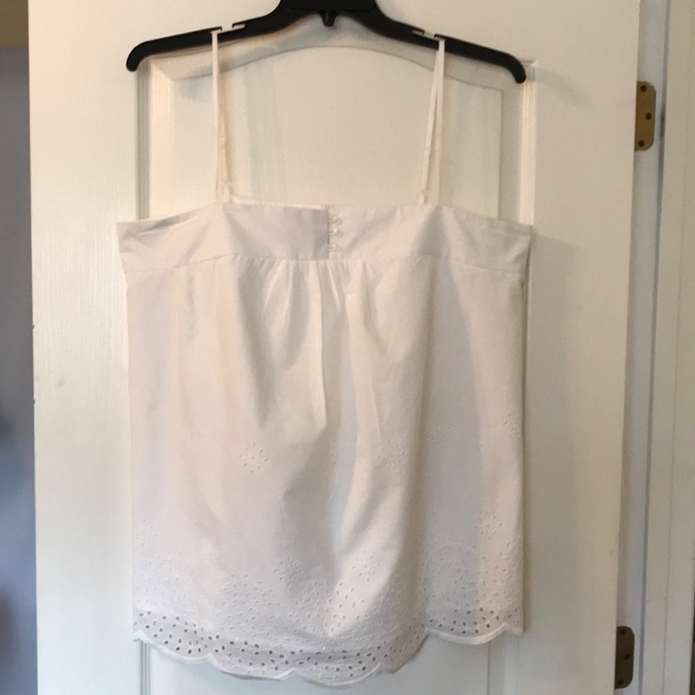 BIN6 Nine West White Delicate Eyelet Summer Tank with Spaghetti Straps - Picture 1 of 11